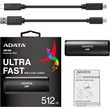 ADATA SE760 USB-C 3.2 GEN 2 KÜLSŐ SSD MEGHAJTÓ 512GB FEKETE