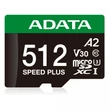 ADATA SPEED PLUS MICRO SDXC 512GB + ADAPTER CLASS 10 UHS-I U3 V30 180/160 MB/s