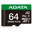 ADATA SPEED PLUS MICRO SDXC 64GB + ADAPTER CLASS 10 UHS-I U3 V30 160/140 MB/s