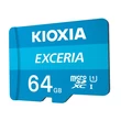 KIOXIA EXCERIA MICRO SDXC 64GB + ADAPTER CLASS 10 UHS-I U1 (100 MB/s OLVASÁSI SEBESSÉG)
