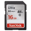 SANDISK ULTRA SDHC 16GB CLASS 10 UHS-I (80 MB/s OLVASÁSI SEBESSÉG)