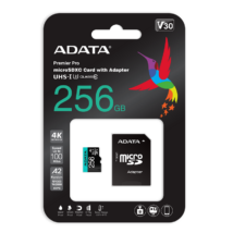 ADATA PREMIER PRO MICRO SDXC 256GB + ADAPTER CLASS 10 UHS-I U3 A2 V30 100/80 MB/s