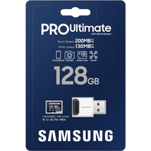 SAMSUNG PRO ULTIMATE (2023) MICRO SDXC 128GB + ADAPTER CLASS 10 UHS-I U3 A2 V30 200/130 MB/s + USB 3.0 MEMÓRIAKÁRTYA OLVASÓ