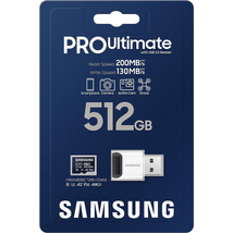 SAMSUNG PRO ULTIMATE (2023) MICRO SDXC 512GB + ADAPTER CLASS 10 UHS-I U3 A2 V30 200/130 MB/s + USB 3.0 MEMÓRIAKÁRTYA OLVASÓ