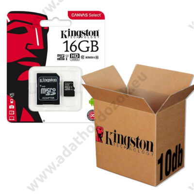 KINGSTON CANVAS SELECT MICRO SDHC 16GB + ADAPTER CLASS 10 UHS-I U1 - 10 DB-OS CSOMAG