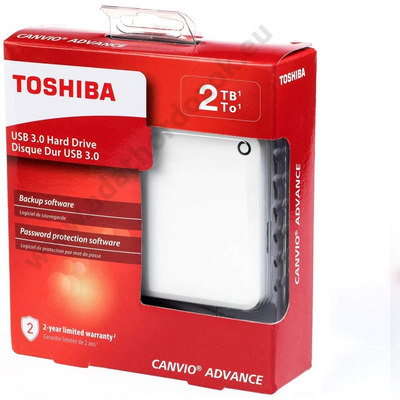 TOSHIBA CANVIO ADVANCE 2,5 COL USB 3.0 KÜLSŐ MEREVLEMEZ 2TB FEHÉR