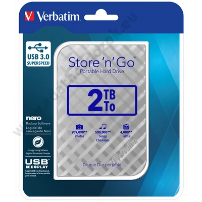 VERBATIM USB 3.0 HDD 2,5 STORE N GO G2 2TB EZÜST