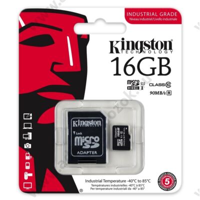 KINGSTON MICRO SDHC 16GB + ADAPTER UHS-I CLASS 10 INDUSTRIAL TEMPERATURE