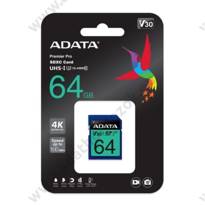 ADATA PREMIER PRO SDXC 64GB CLASS 10 UHS-I U3 V30 100/80 MB/s