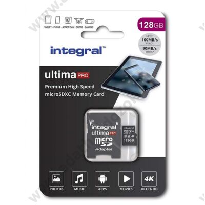 INTEGRAL ULTIMA PRO MICRO SDXC 128GB + ADAPTER CLASS 10 UHS-I U3 A1 V30 100/90 MB/s