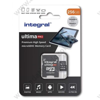 INTEGRAL ULTIMA PRO MICRO SDXC 256GB + ADAPTER CLASS 10 UHS-I U3 A1 V30 100/90 MB/s