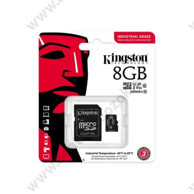 KINGSTON INDUSTRIAL GRADE MICRO SDHC 8GB + ADAPTER CLASS 10 UHS-I U3 A1 V30 100/80 MB/s