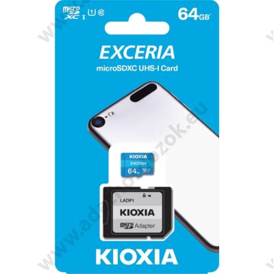 KIOXIA EXCERIA MICRO SDXC 64GB + ADAPTER CLASS 10 UHS-I U1 (100 MB/s OLVASÁSI SEBESSÉG)