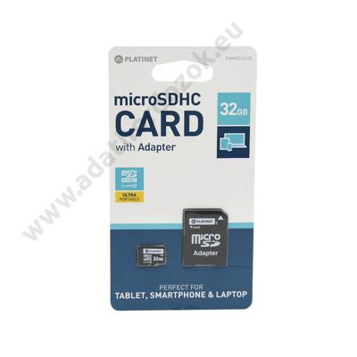 PLATINET MICRO SDHC 32GB + ADAPTER CLASS 10