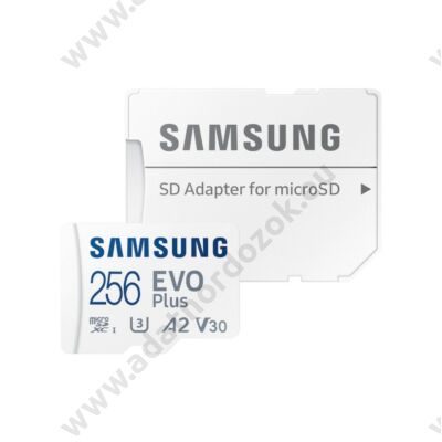 SAMSUNG EVO PLUS (2021) MICRO SDXC 256GB + ADAPTER CLASS 10 UHS-I U3 A2 V30 (130 MB/s ADATÁTVITELI SEBESSÉG)