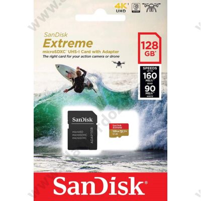 SANDISK EXTREME ACTION MICRO SDXC 128GB + ADAPTER CLASS 10 UHS-I U3 A2 V30 160/90 MB/s