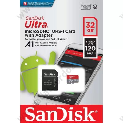 SANDISK ULTRA MICRO SDHC 32GB + ADAPTER CLASS 10 UHS-I U1 A1 ANDROID 120 MB/s