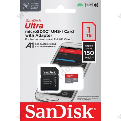 SANDISK ULTRA MICRO SDXC 1TB + ADAPTER CLASS 10 UHS-I U1 A1 150 MB/s