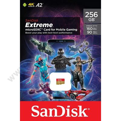 SANDISK EXTREME FOR MOBILE GAMING MICRO SDXC 256GB CLASS 10 UHS-I U3 A2 V30 160/90 MB/s