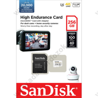 SANDISK HIGH ENDURANCE MICRO SDXC 256GB + ADAPTER CLASS 10 UHS-I U3 V30 100/40 MB/s