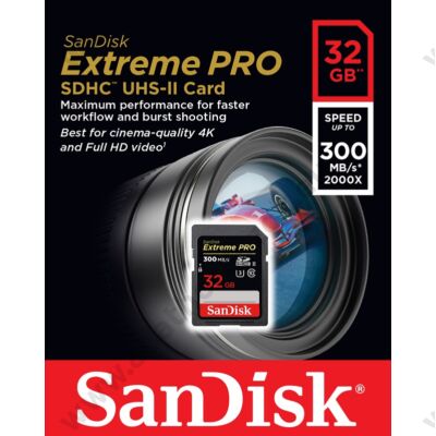 SANDISK EXTREME PRO SDHC 32GB CLASS 10 UHS-II U3 300/260 MB/s
