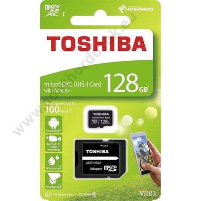 TOSHIBA MICRO SDXC 128GB + ADAPTER CLASS 10 UHS-I U1 (100 MB/s OLVASÁSI SEBESSÉG)
