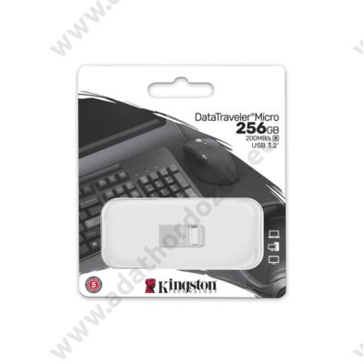 KINGSTON DATATRAVELER MICRO USB 3.2 GEN 1 FÉMHÁZAS PENDRIVE 256GB (200 MB/s OLVASÁSI SEBESSÉG)