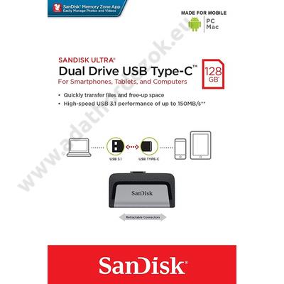 SANDISK ULTRA DUAL DRIVE USB 3.1 TYPE-C/USB 3.1 OTG PENDRIVE 128GB